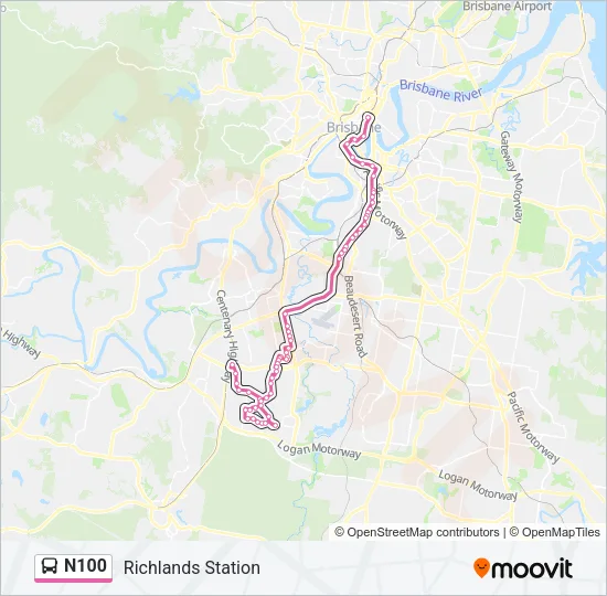 N100 Bus Line Map