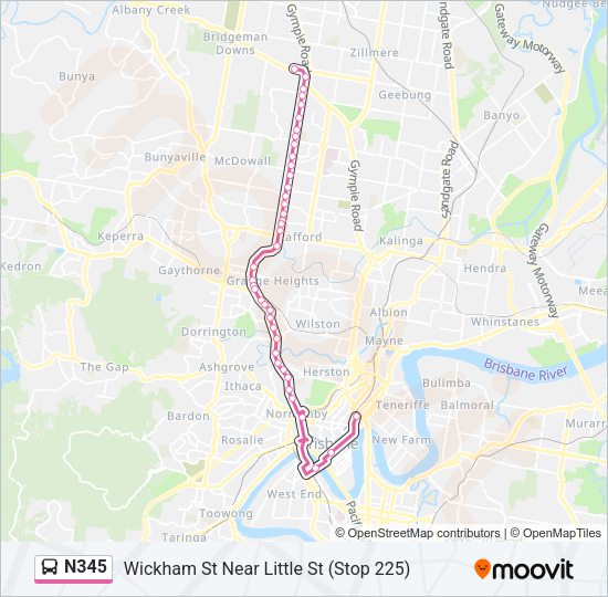 N345 bus Line Map