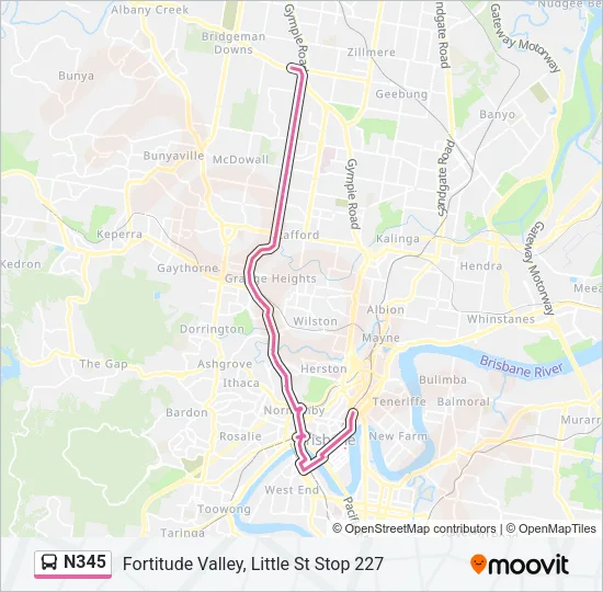N345 Bus Line Map