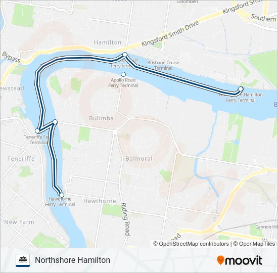 CITYCAT NORTHSHORE HAMILTON - UQ ST LUCIA Ferry Line Map