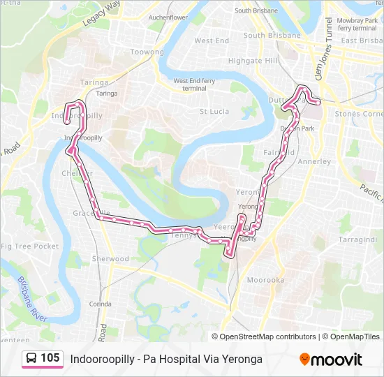 105 Route: Schedules, Stops & Maps - Indooroopilly Interchange (Updated)