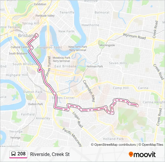 208 Route: Schedules, Stops & Maps - Riverside, Creek St (Updated)