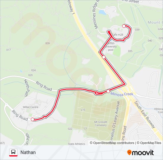 NATHAN -  MT GRAVATT CAMPUSES Bus Line Map