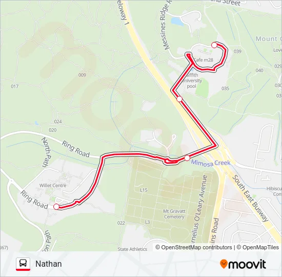 NATHAN -  MT GRAVATT CAMPUSES Bus Line Map
