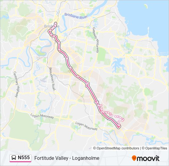 N555 Bus Line Map