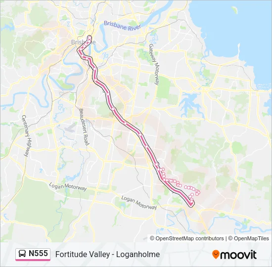 N555 Bus Line Map