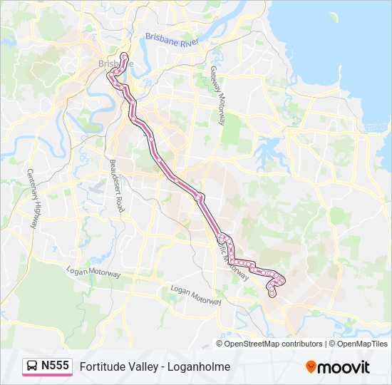 N555 Bus Line Map