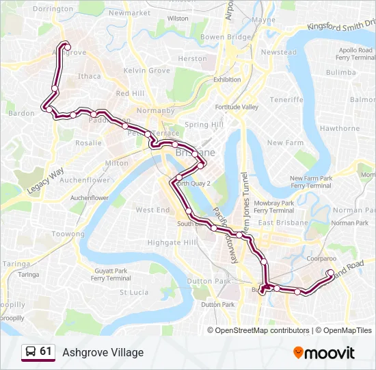 61 Bus Line Map
