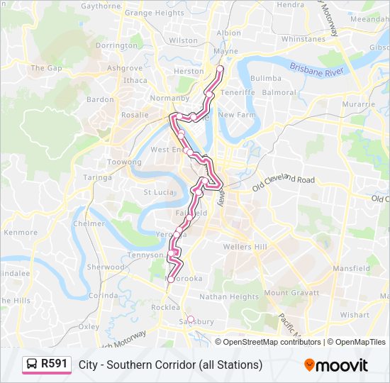 R591 Bus Line Map