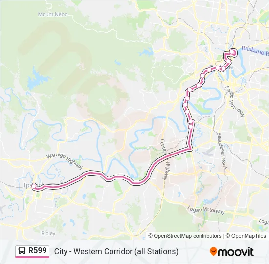Mapa de R599 de autobús