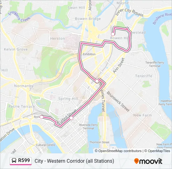 Mapa de R599 de autobús