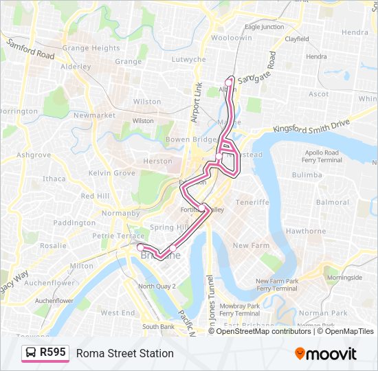 R595 Bus Line Map