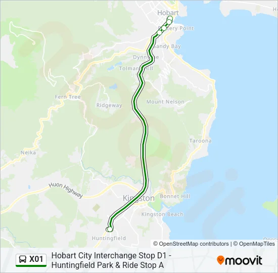 X01 Bus Line Map