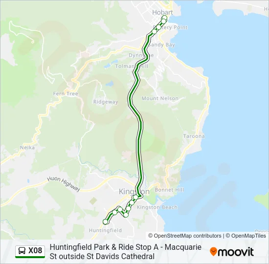 X08 Bus Line Map