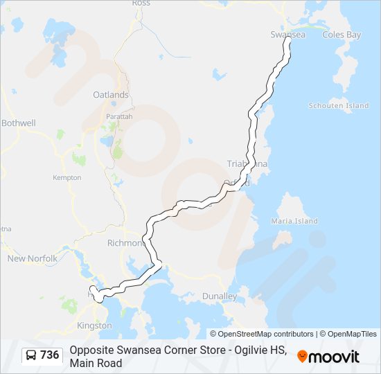 736 bus Line Map