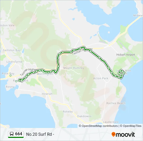 Mapa de 664 de autobús