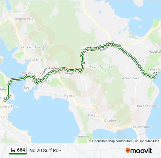 664 Bus Line Map
