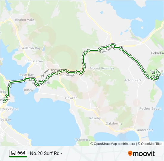 664 Bus Line Map