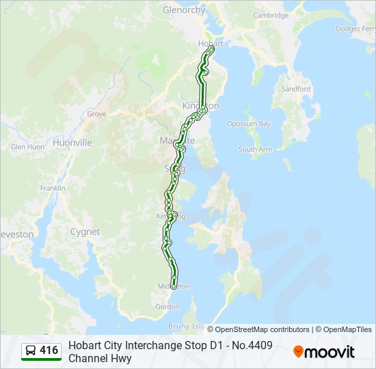 Mapa de 416 de autobús