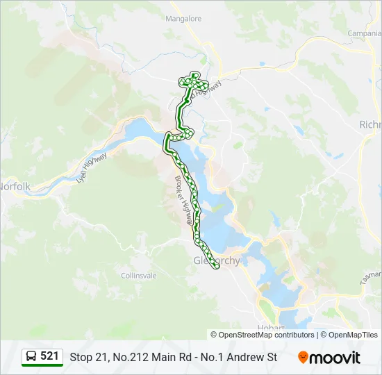 521 Bus Line Map