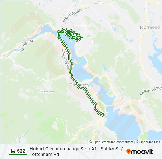522 Bus Line Map