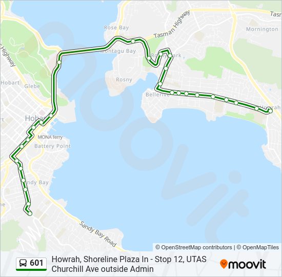 Mapa de 601 de autobús