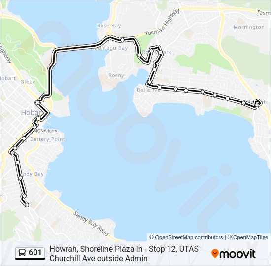 601 bus Line Map