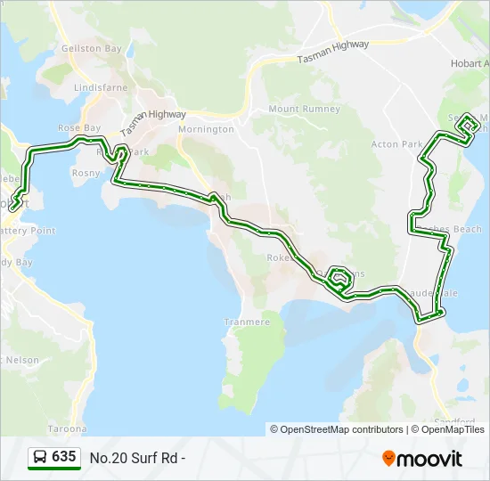 635 Bus Line Map