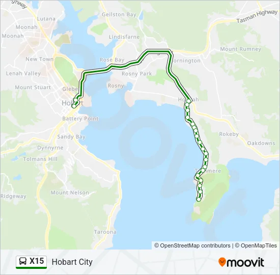 X15 Bus Line Map