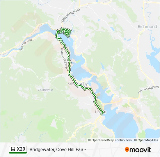 X20 Bus Line Map