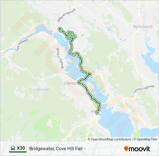X30 Bus Line Map