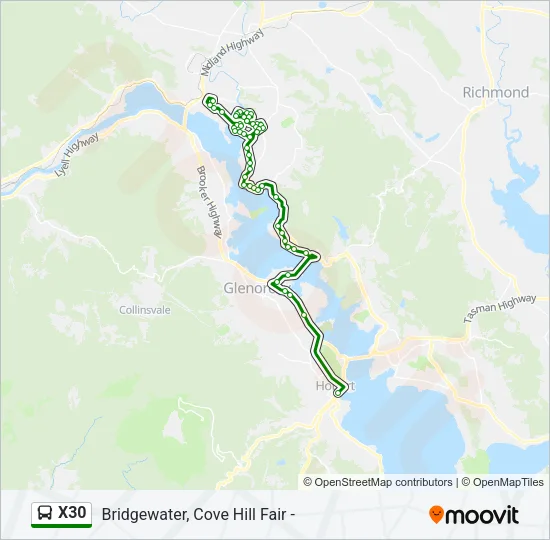 X30 Bus Line Map