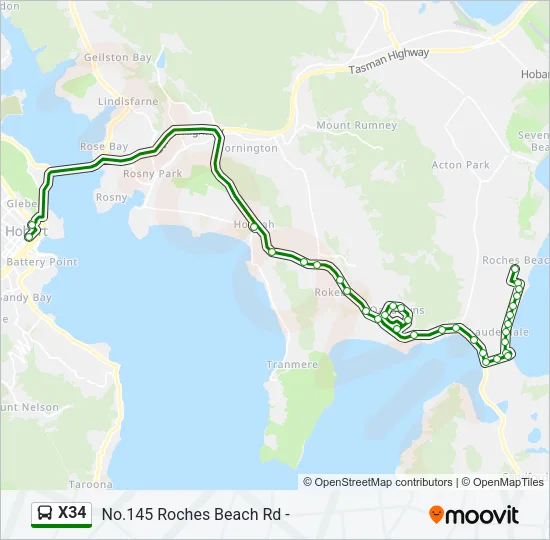 X34 Bus Line Map