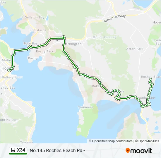 X34 Bus Line Map