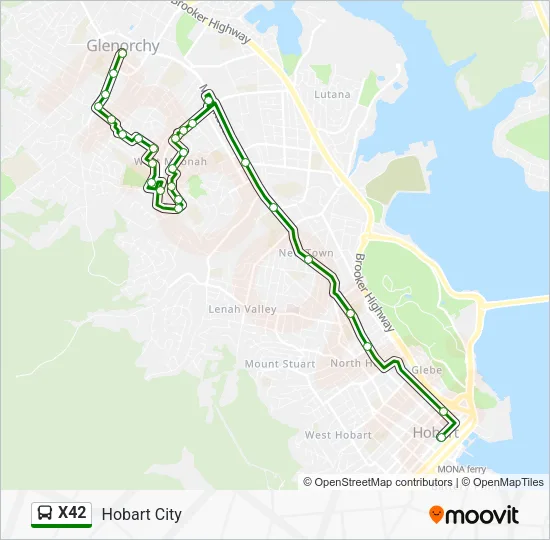 X42 Bus Line Map