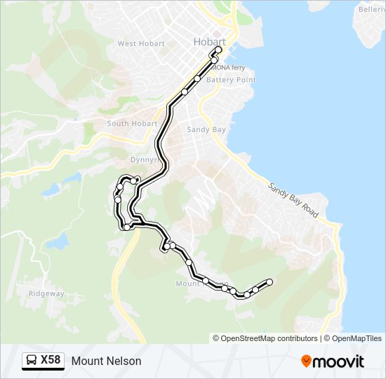 X58 bus Line Map