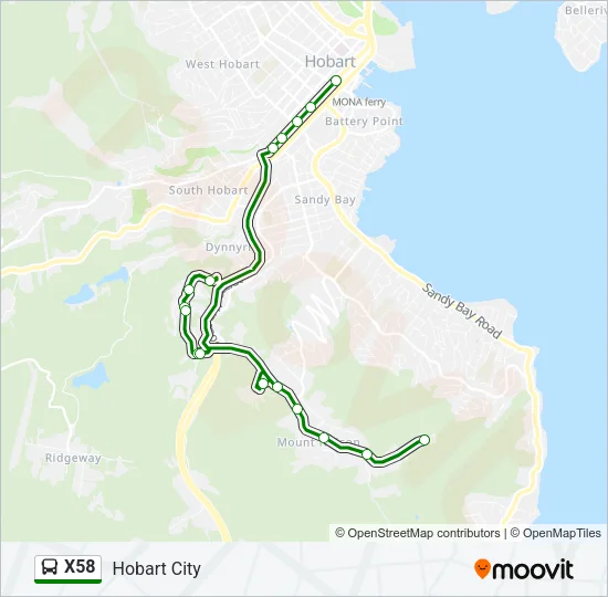 X58 Bus Line Map