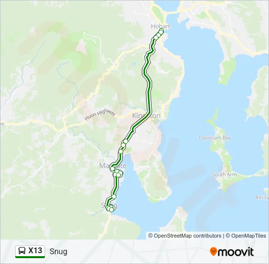 X13 Bus Line Map