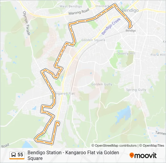 55 Route: Timetables, Stops & Maps - Kangaroo Flat (Updated)