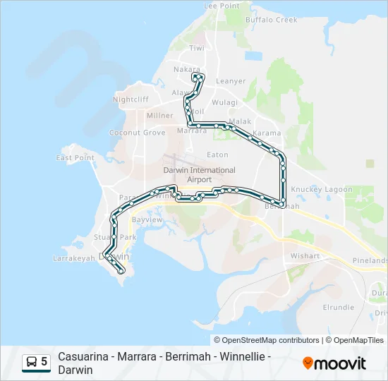 5 Bus Line Map