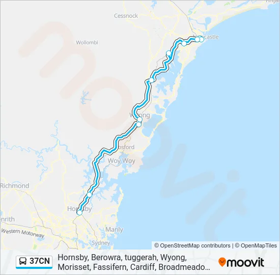 37CN Bus Line Map