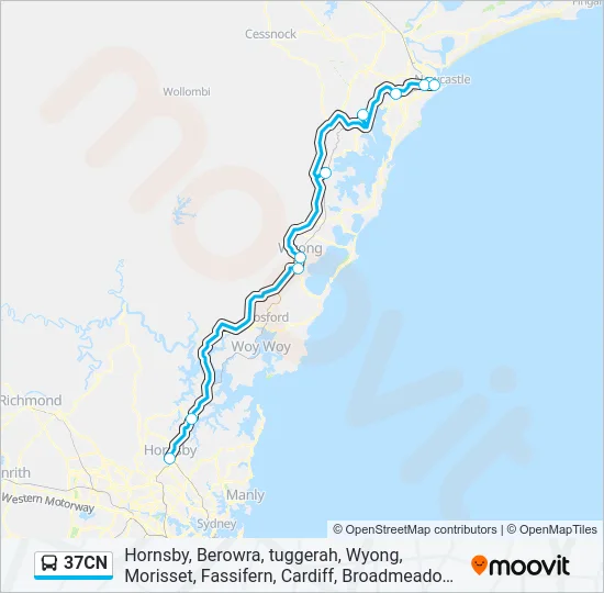 37CN Bus Line Map