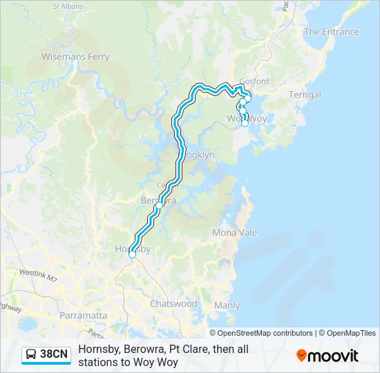 38CN Bus Line Map