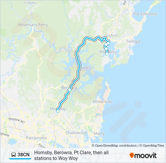 38CN Bus Line Map