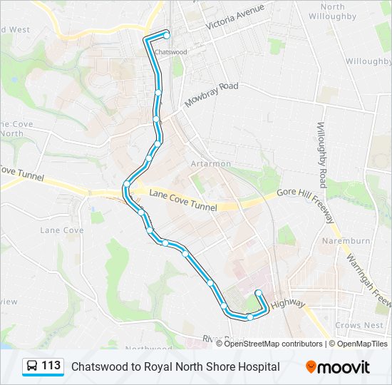 113 bus Line Map