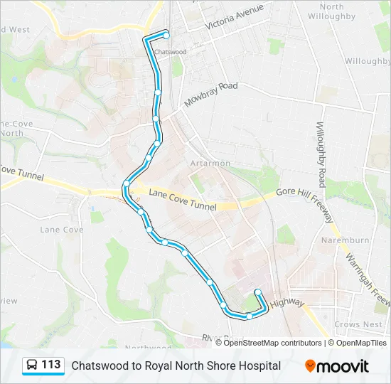 113 Bus Line Map