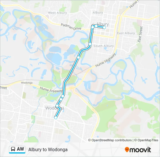 Qeii Map AW Route - Albury to Wodonga: Schedules, Stops & Maps - QEII Square ...