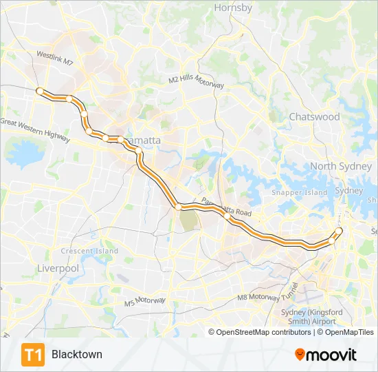 T1 Train Line Map