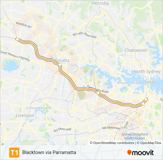 T1 Train Line Map