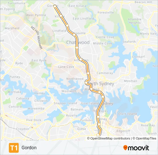 T1 Train Line Map